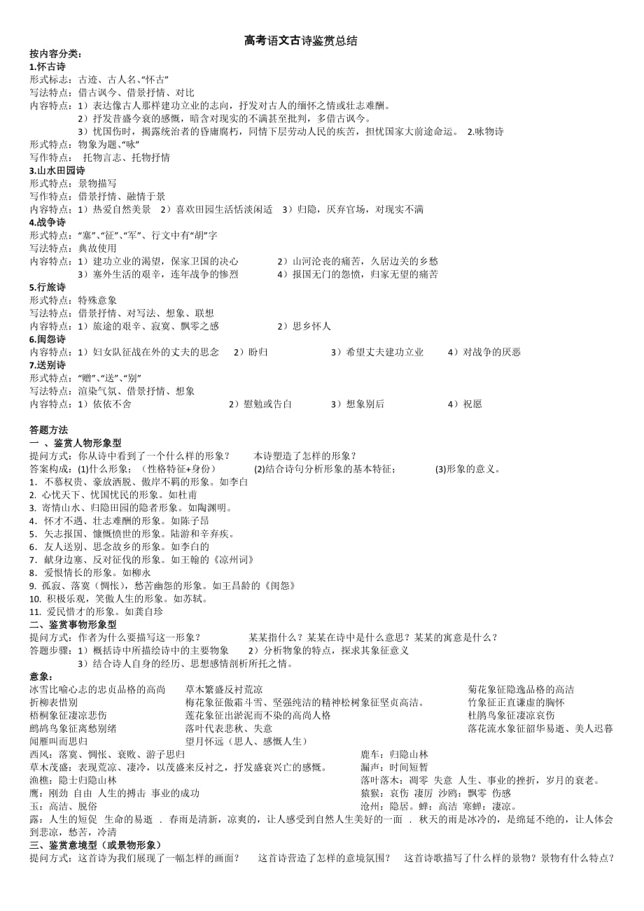 高考语文古诗鉴赏总结_第1页