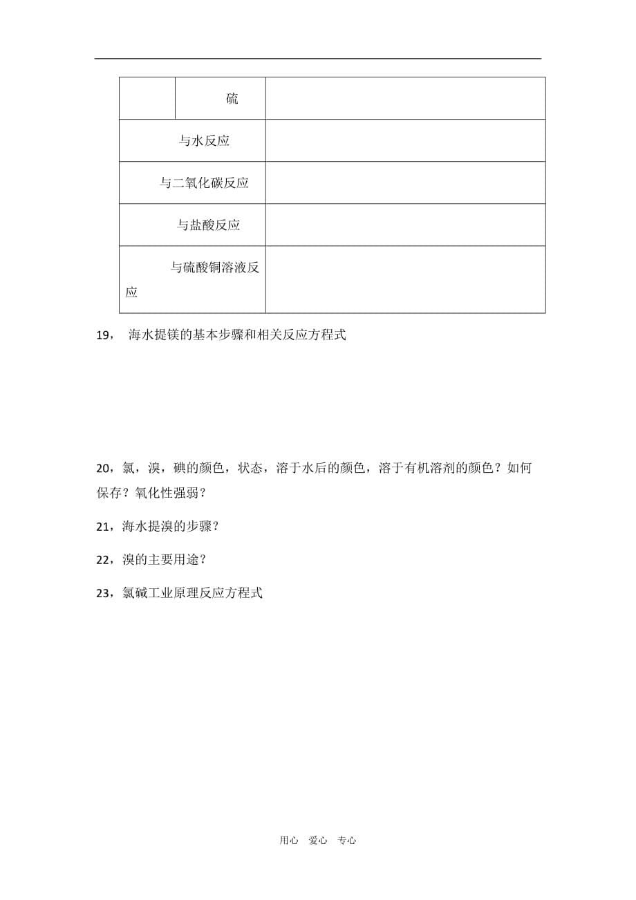 高中化学 第3章 自然界中的元素(1)单元测试鲁教版必修1.doc_第5页