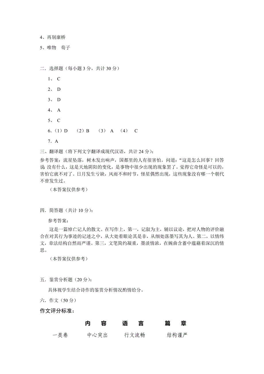 广告传媒广播电视大学入学测试大学语文复习提要_第4页