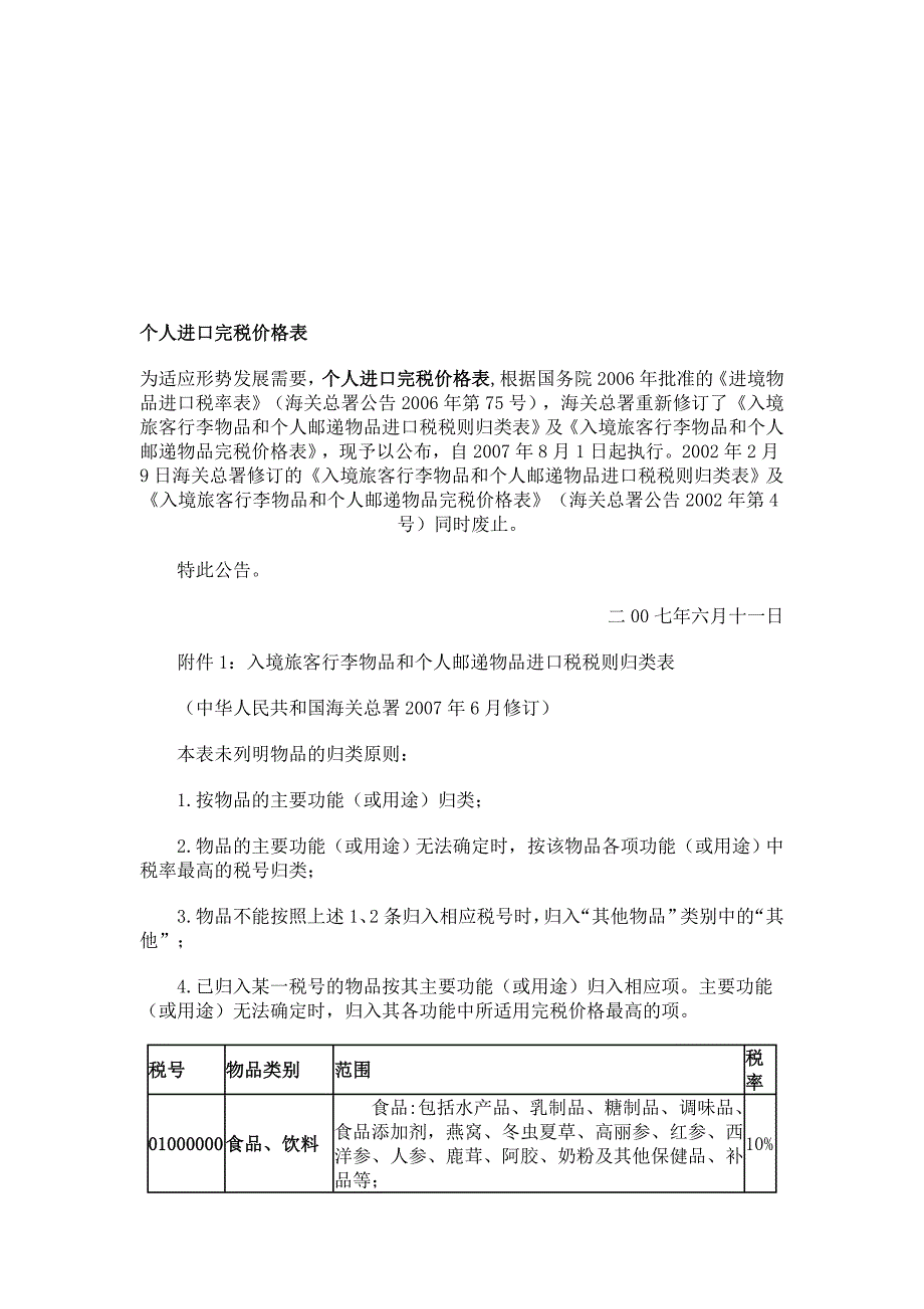 定价策略个人进口完税价格表汇编_第1页