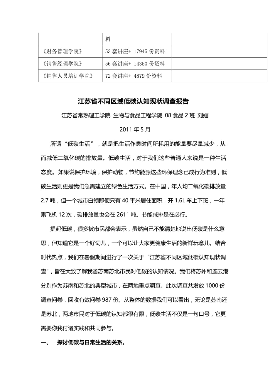 管理诊断调查问卷关于某某不同区域低碳认知现状调查报告_第2页