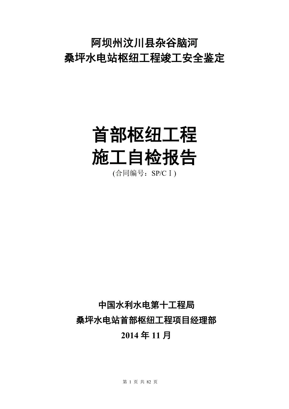 行业分析报告某工程首部枢纽工程施工自检报告_第1页