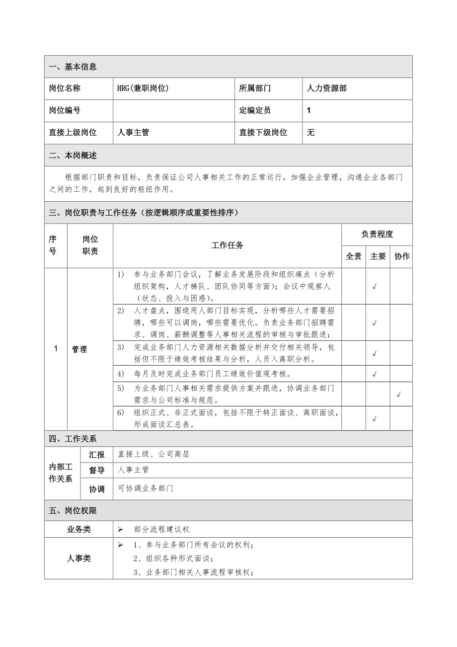 岗位说明书HRG.doc_第1页