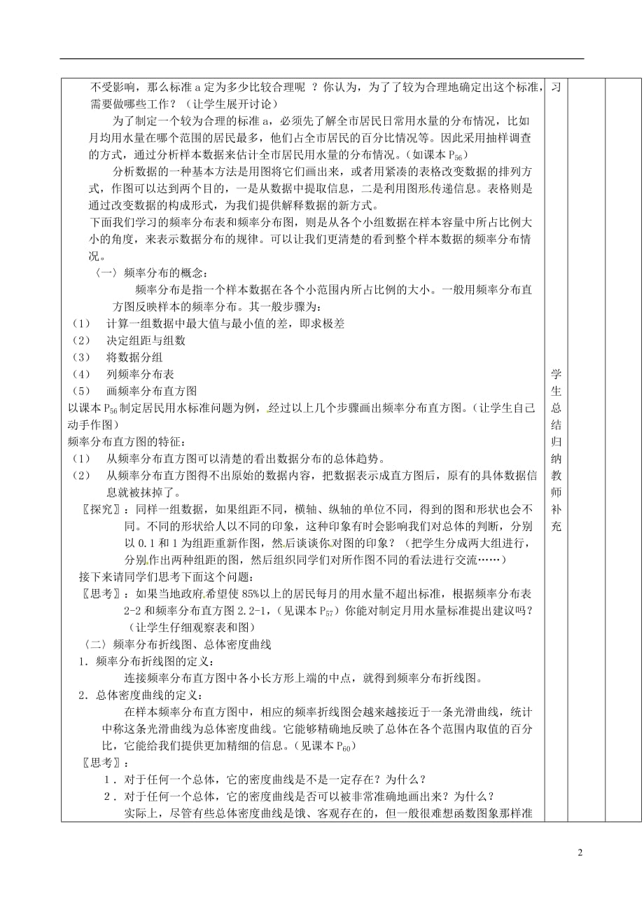 辽宁省大连市第四十二中学高三数学 知识点 频率分布直方图复习导学案 新人教A版.doc_第2页