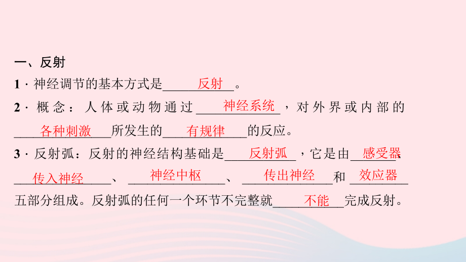 实验中学淄博人教版习题课件七年级生物下册第四单元第六章第三节神经调节的基本方式40_第2页