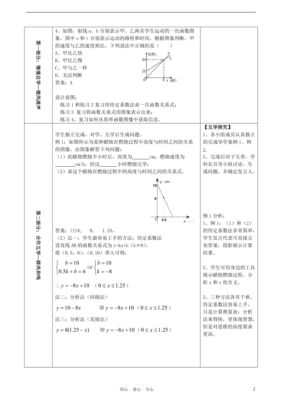 重庆市凤鸣山中学八年级数学 《一次函数的实际应用》教案 人教新课标版.doc_第2页