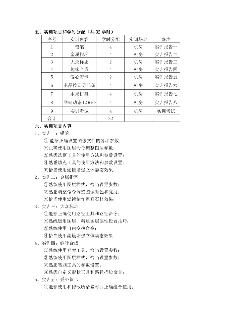 《计算机辅助图形设计》PS实训计划书.doc_第2页