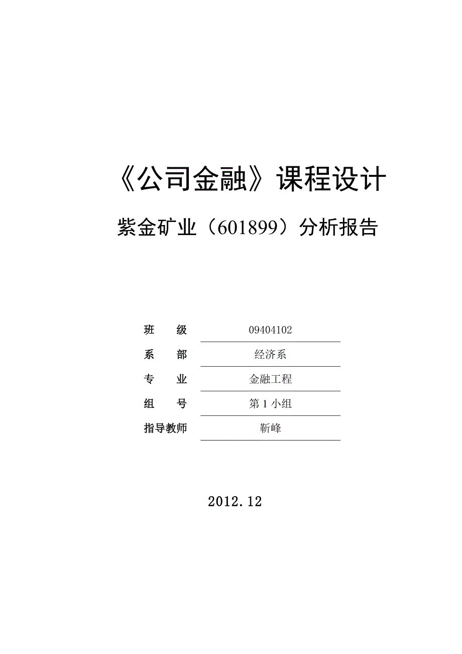 王梦情 紫金矿业课程设计报告_第1页