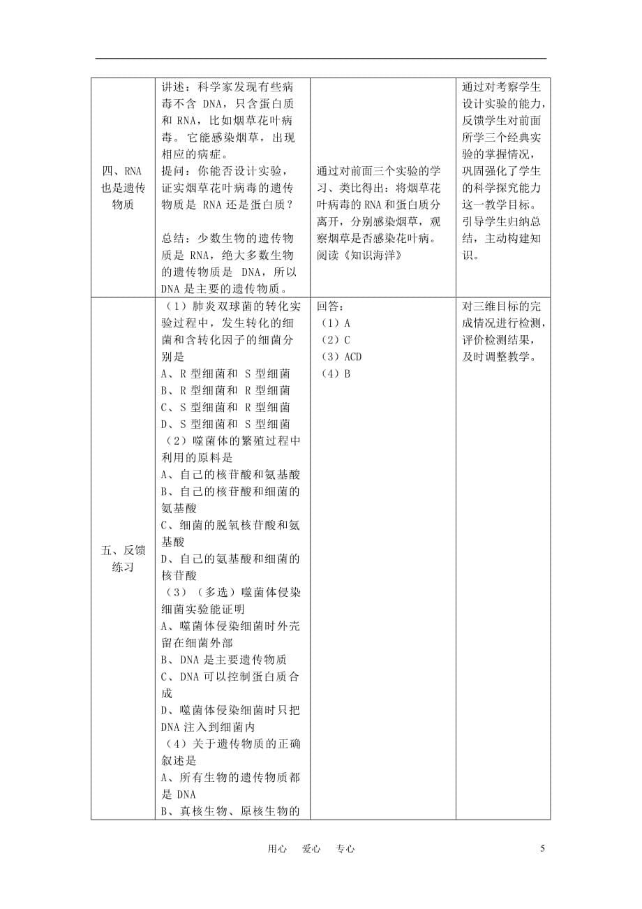 高中生物《DNA是主要的遗传物质》教案7 新人教版必修2.doc_第5页