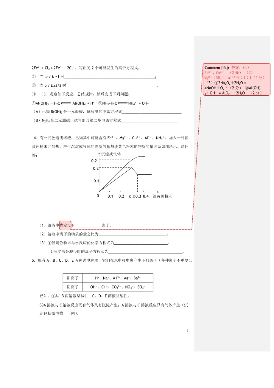 江苏南师附中2011届高三化学二轮复习 离子反应巩固练习苏教版【会员独享】.doc_第2页