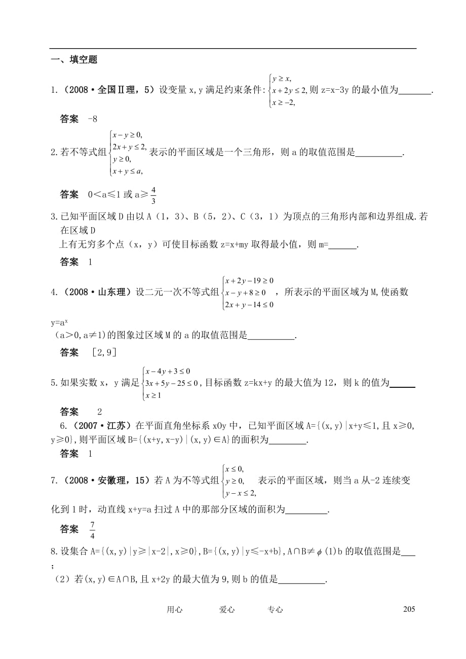 山东省舜耕中学2012届高三数学一轮复习资料 第七编 不等式 7.3 二元一次不等式（组）与简单的线性规划问题(教案）理.doc_第4页