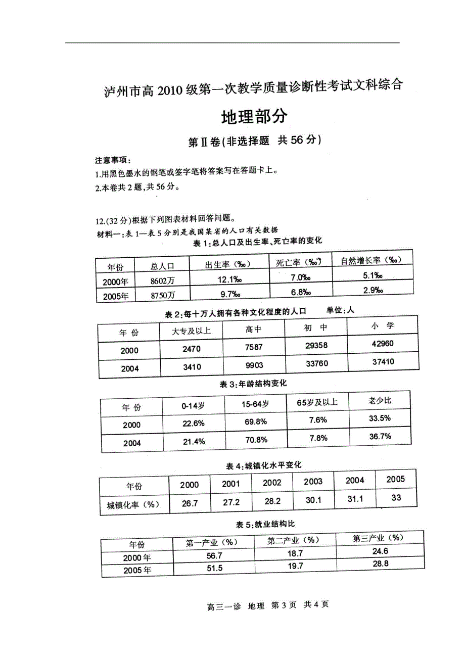 四川省泸州市2013届高三文综第一次诊断性考试（扫描版）.doc_第3页