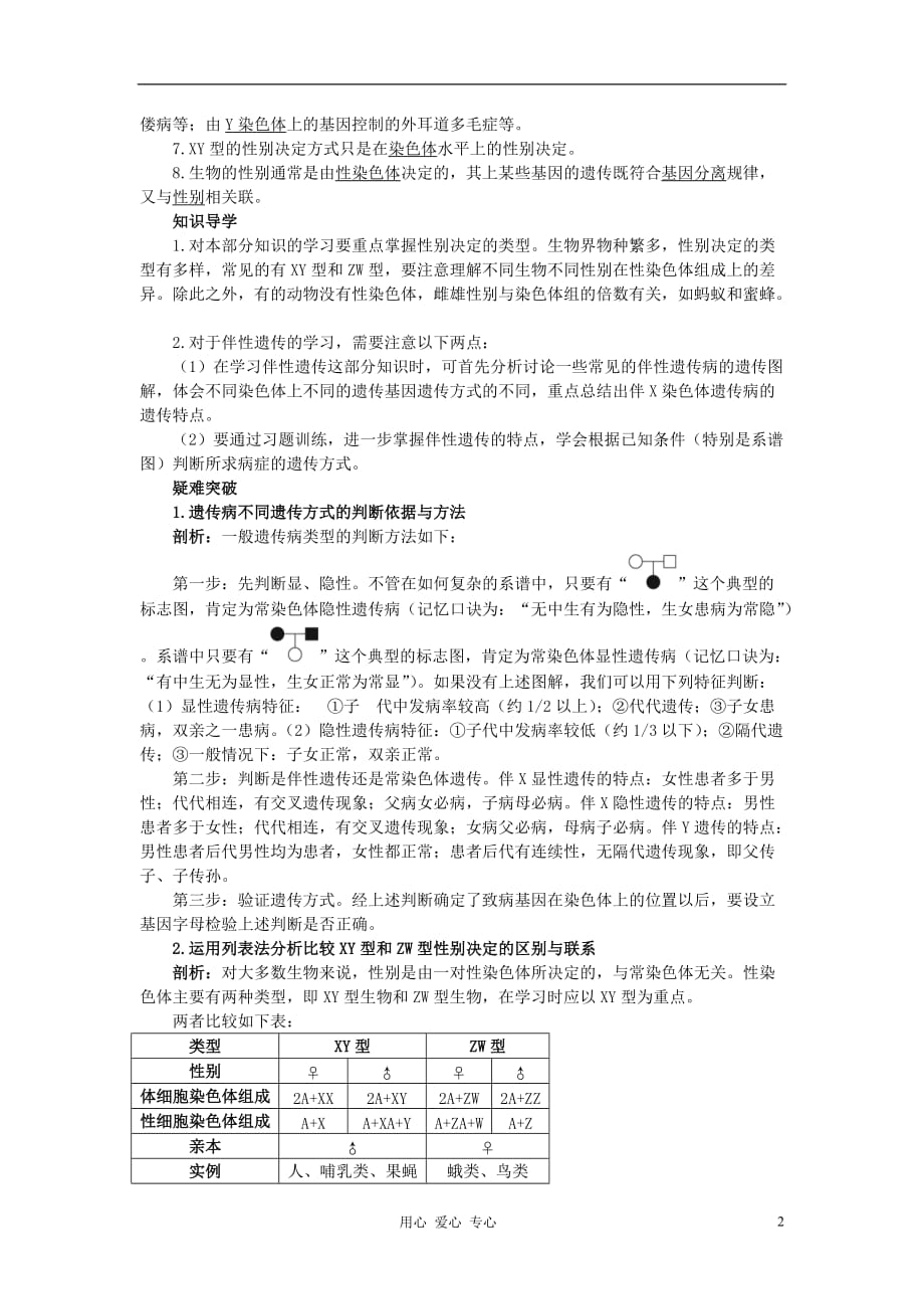 高中生物 第四节 伴性遗传知识梳理 中图版.doc_第2页