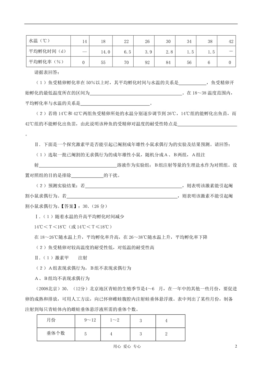 【07-12】6年高考生物真题按知识点分类汇编 脊椎动物激素在生产中的应用.doc_第2页