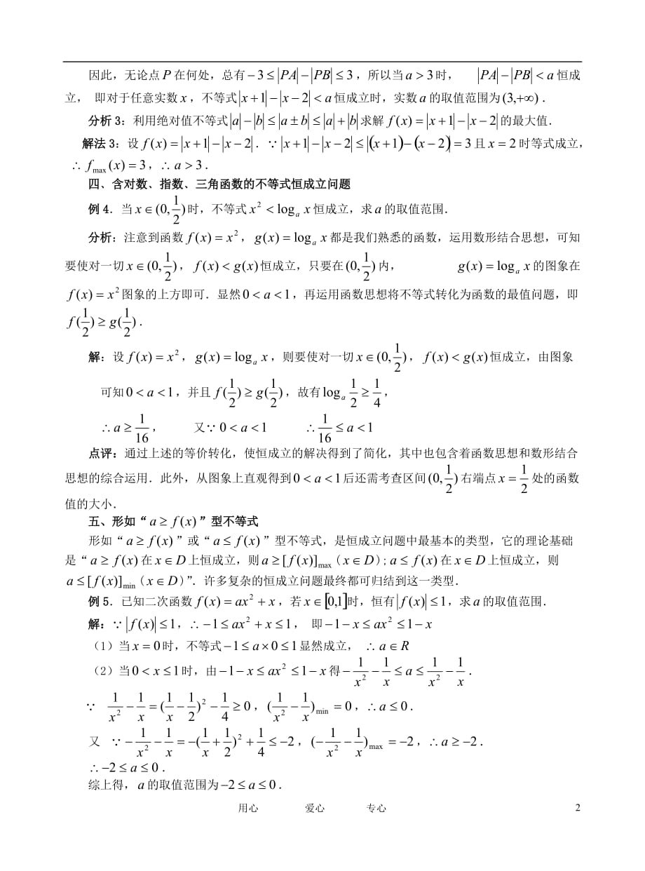 高中数学教学论文 例谈恒成立不等式的求解策略.doc_第2页
