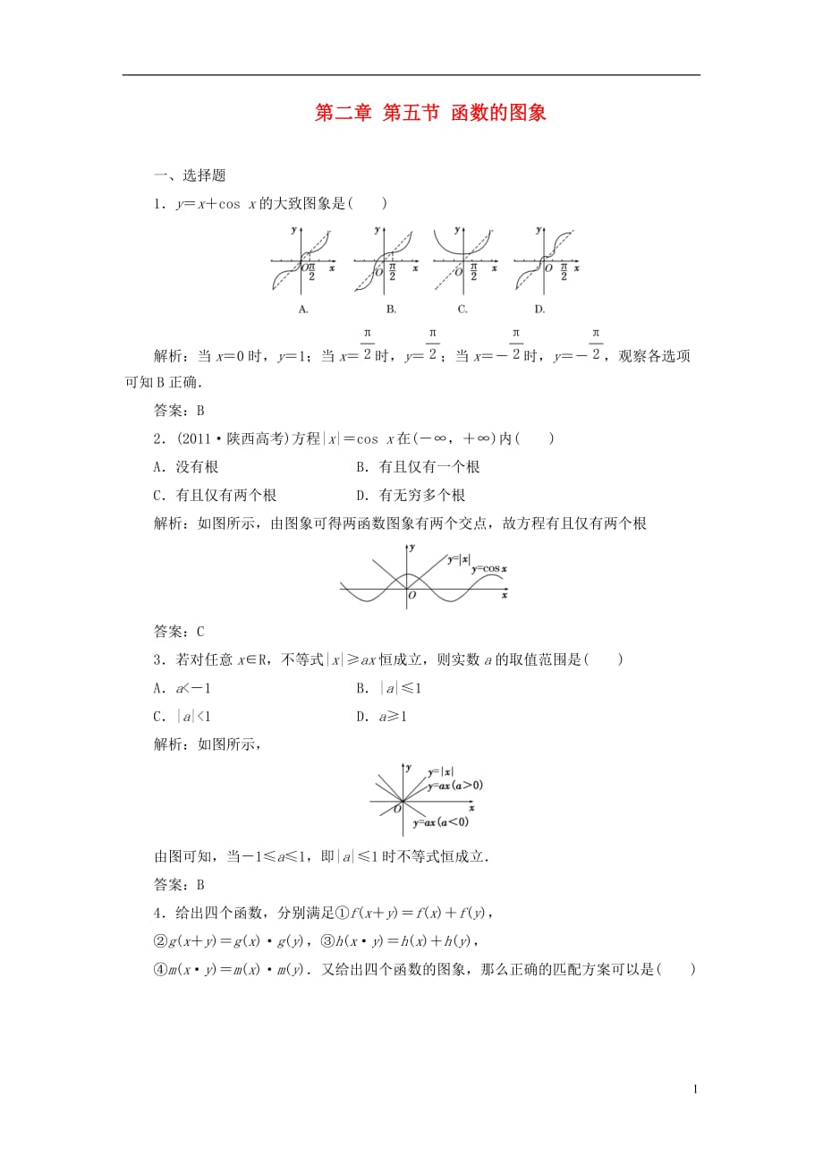 2013届高考数学一轮复习课时检测 第二章 第五节 函数的图象 理.doc_第1页