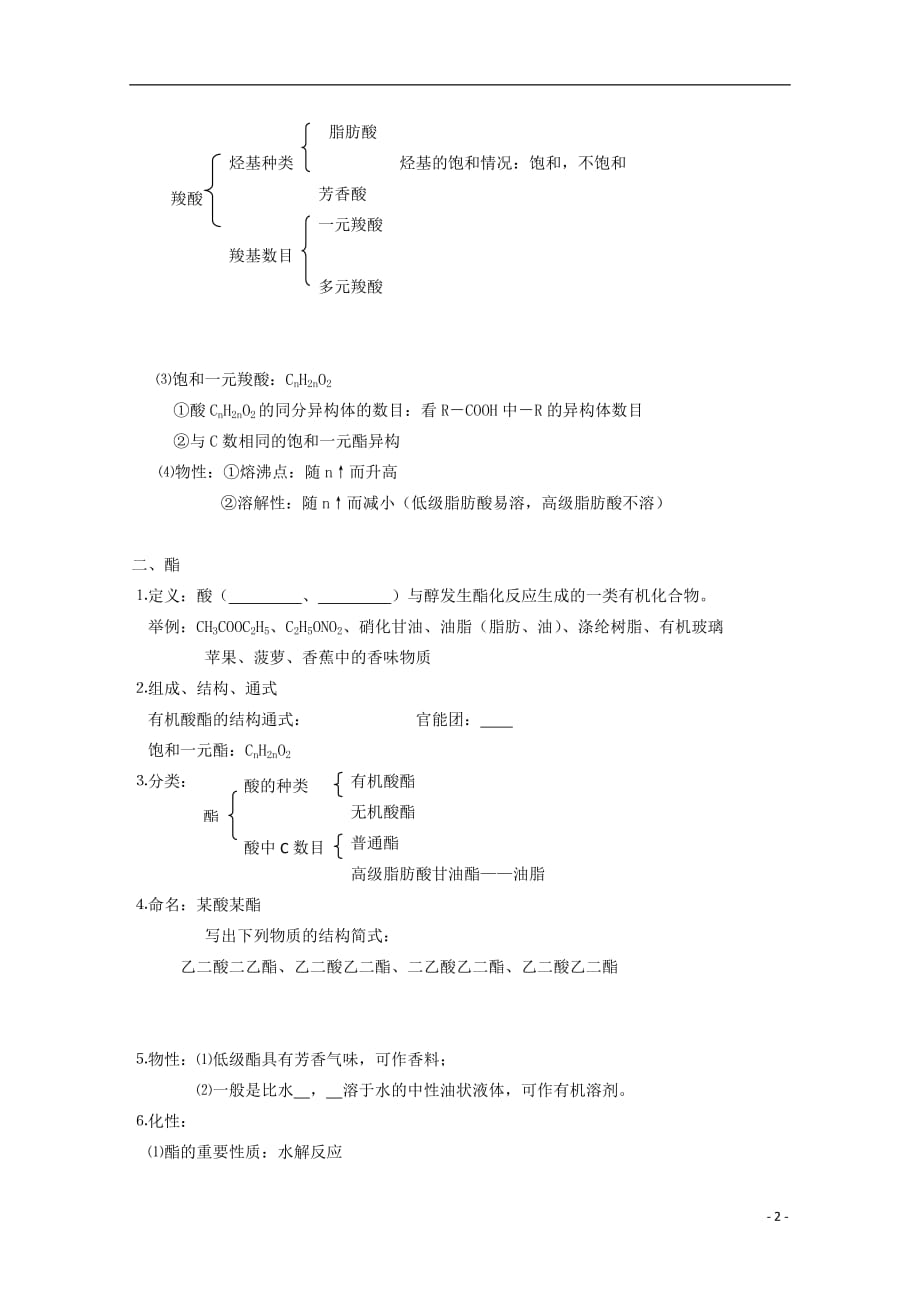 2014高考化学 考点复习讲析（41）羧酸和酯.doc_第2页