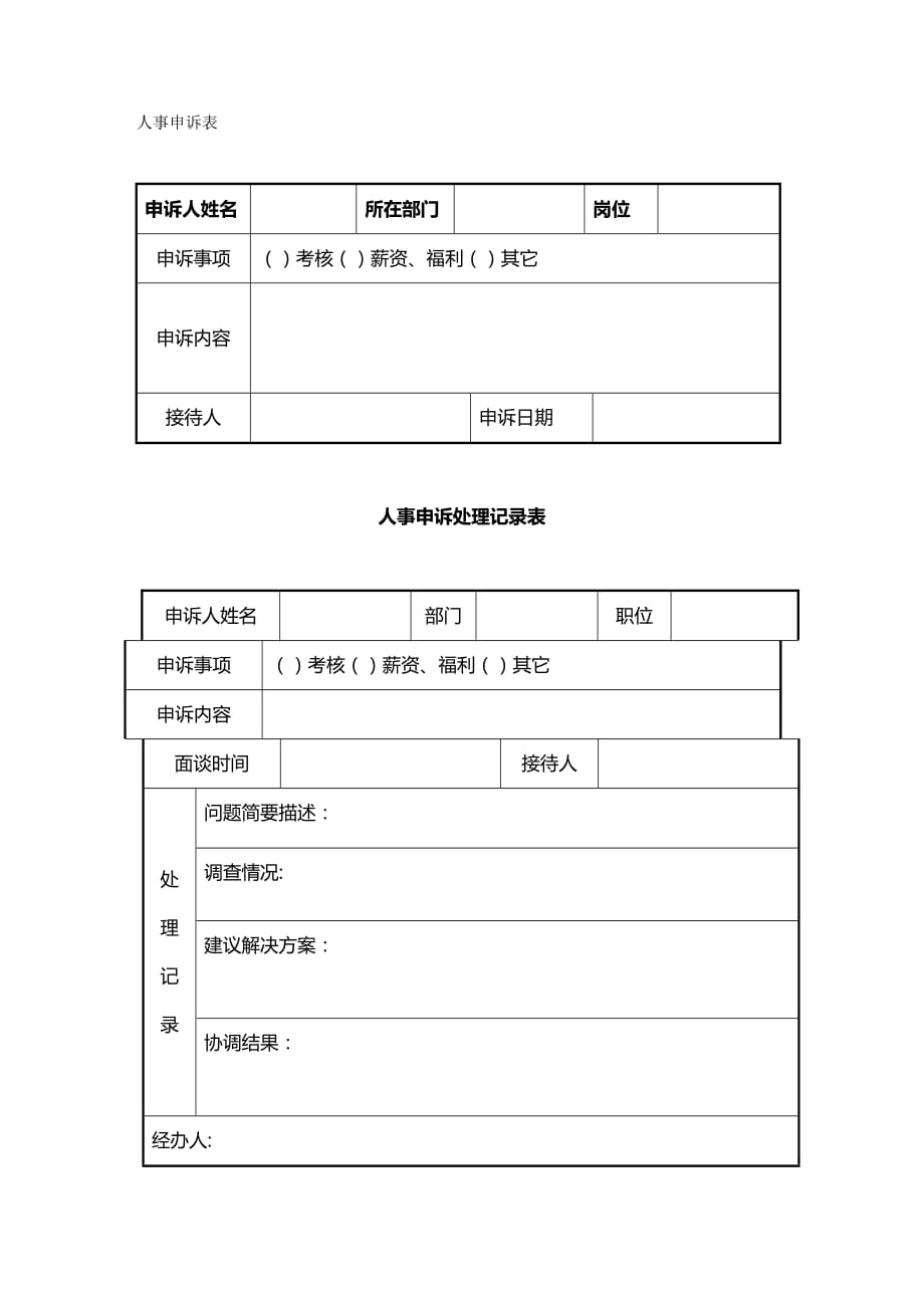 （人力资源）人事申诉表精编_第2页