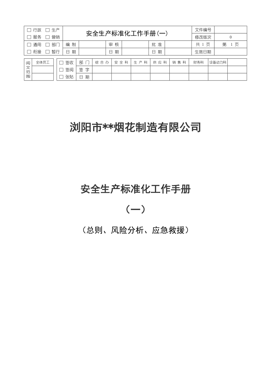 企业管理手册某烟花制造公司安全生产标准化工作手册_第1页