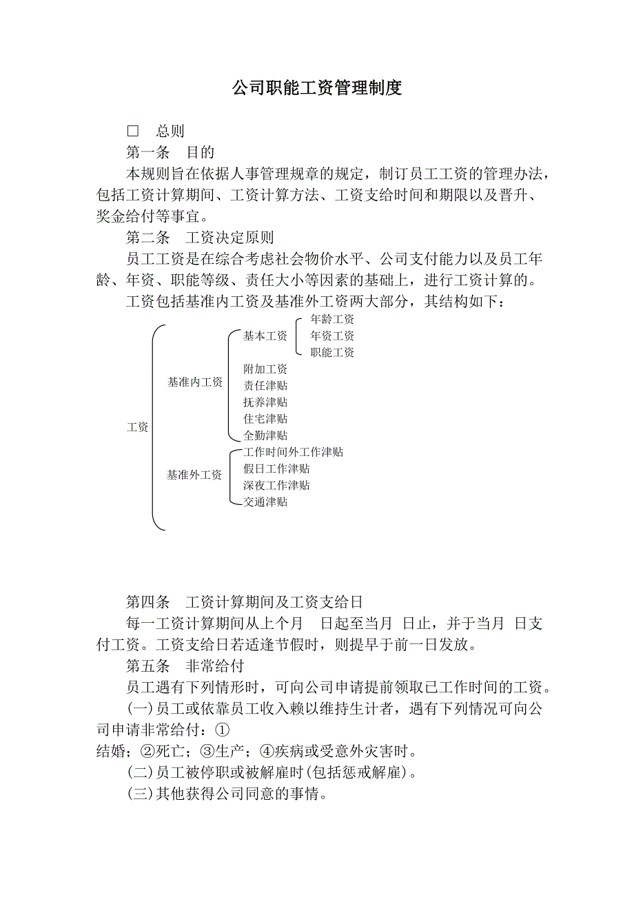 企业管理制度公司职能工资管理制度_第1页