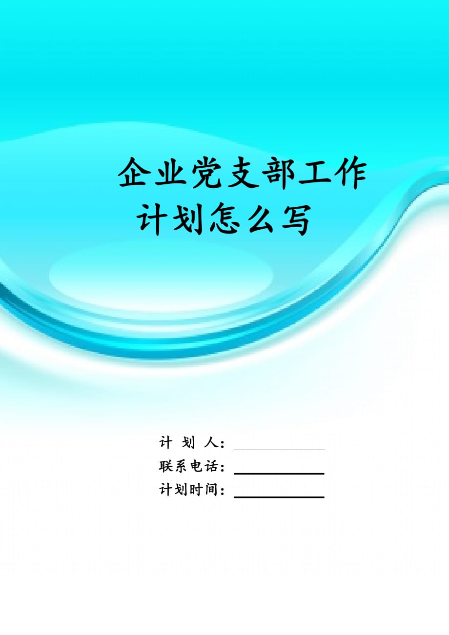 企业党支部工作计 划怎么写_第1页