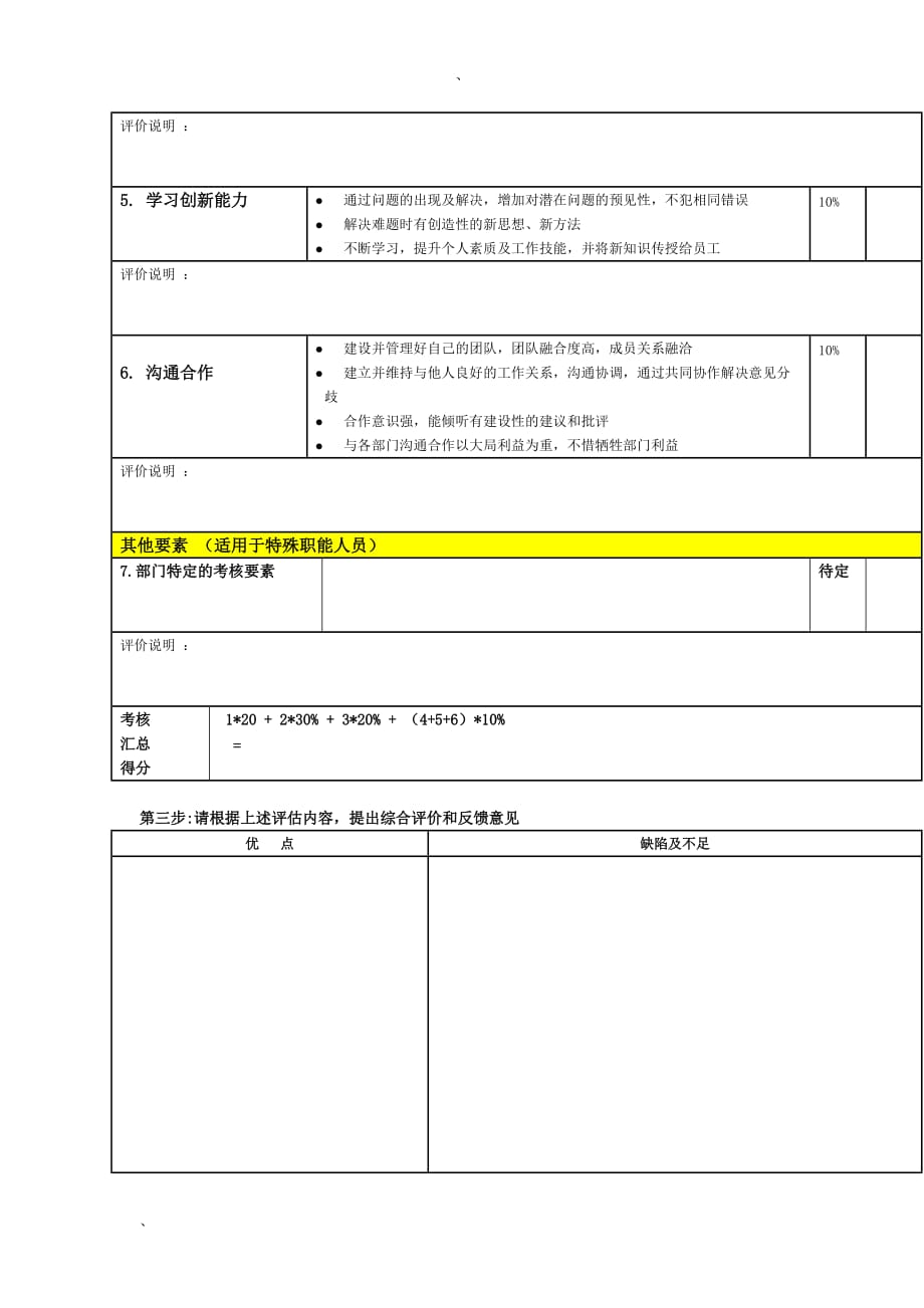 年度报告附表一述职评价表管理岗位_第2页