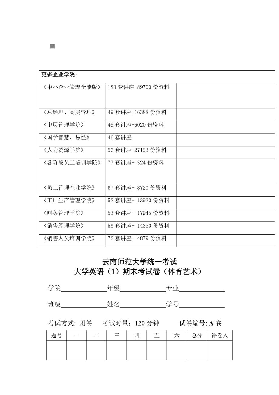 企业管理大学英语期末考试卷体育艺术_第2页