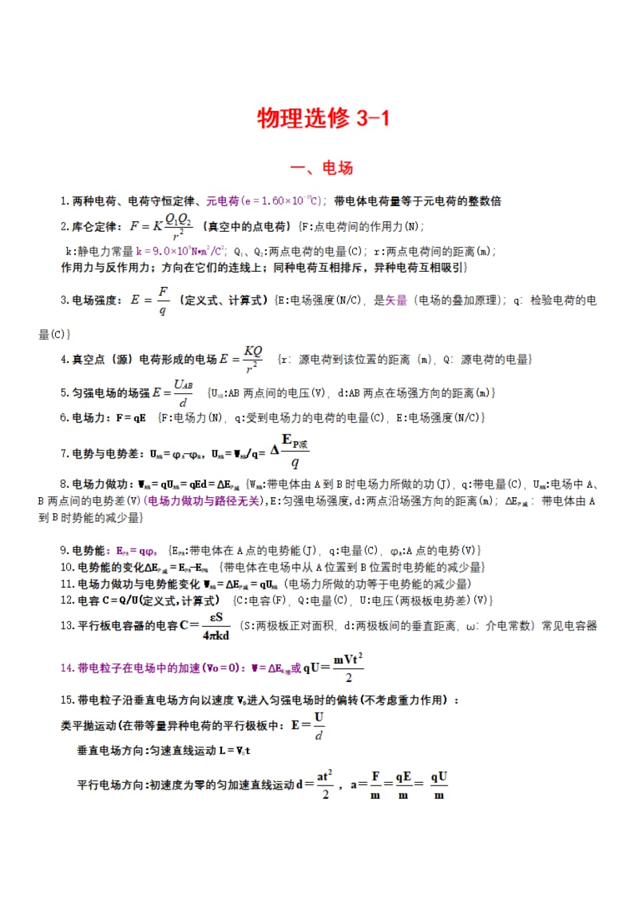 《高分训练全析》寒假学习资料：高二上学期物理寒假学习资料梳理_第1页