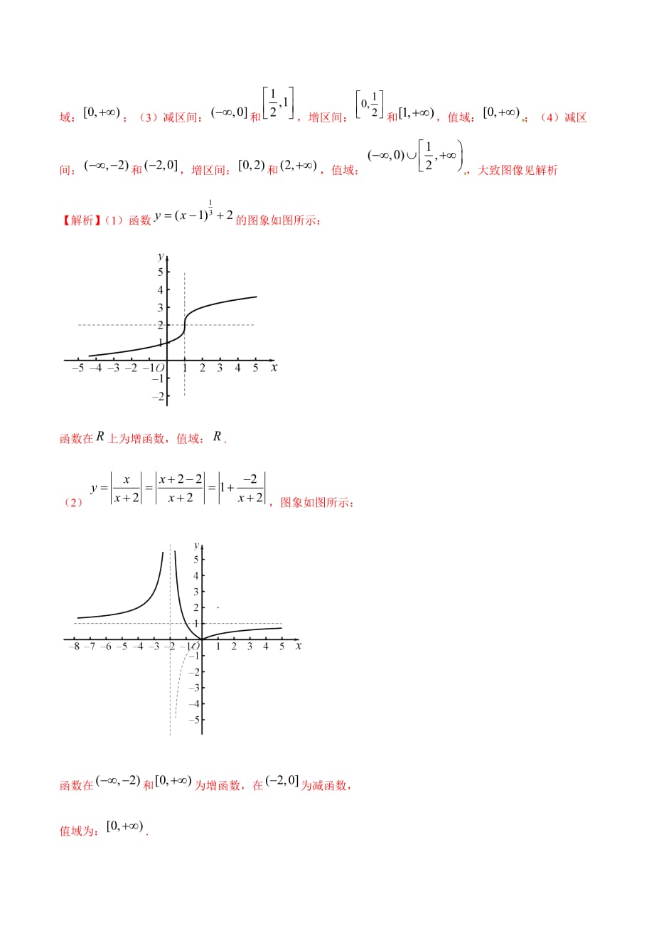 2020年初高中衔接数学人教版09 从换元法数形结合思想到函数的值域（解析版）_第4页