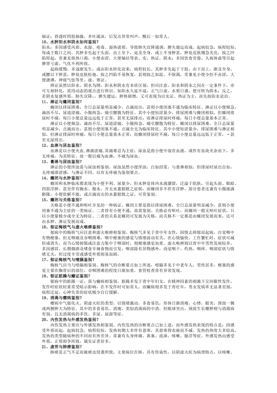 企业管理诊断中医内科鉴别诊断重点复习题大全_第2页