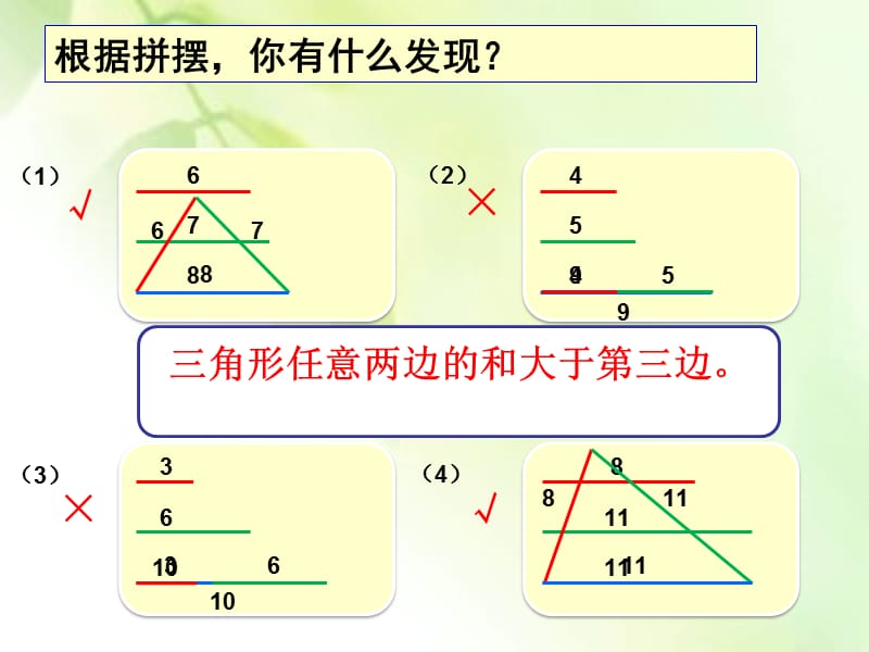 小学数学版本小学四年级三角形三边关系课件_第4页