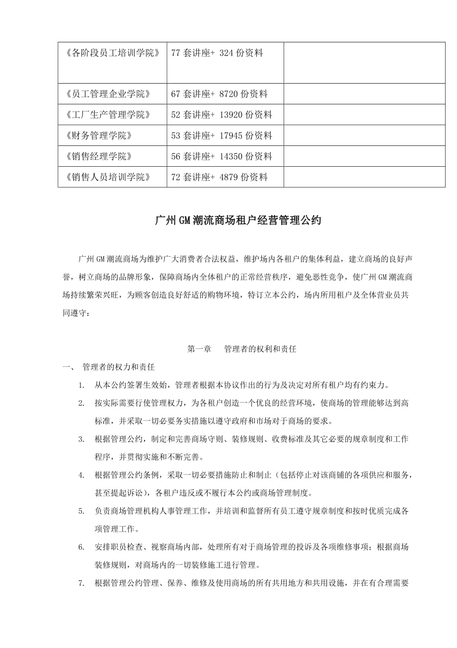 企业经营管理某市GM潮流商场租户经营管理公约_第2页