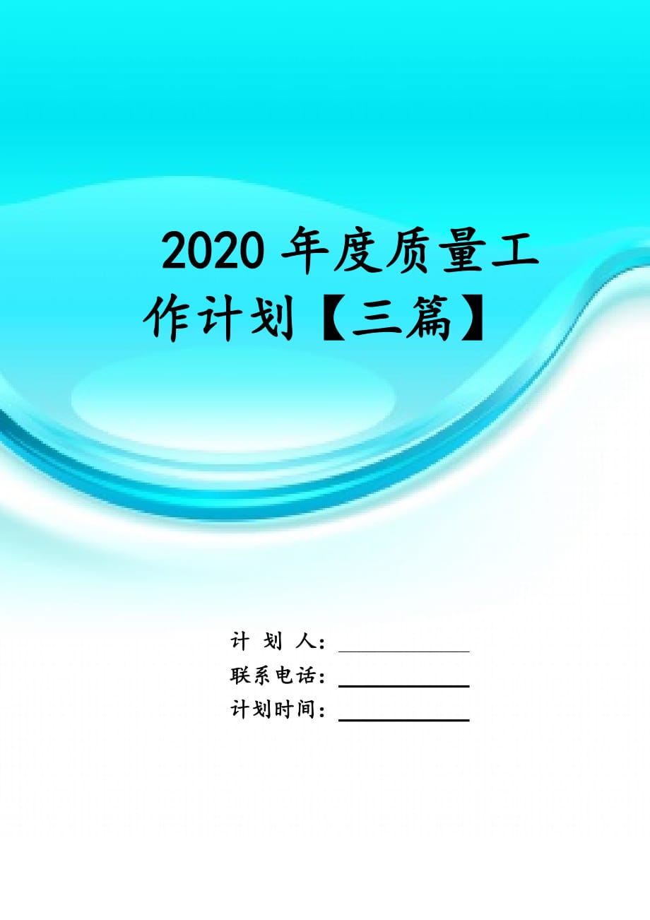 2020年度质量工作计划 【三篇】_第1页