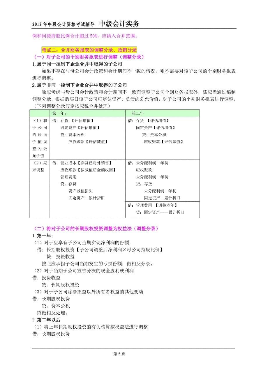 年度报告第十九章财务报告某某某年中级讲义_第5页