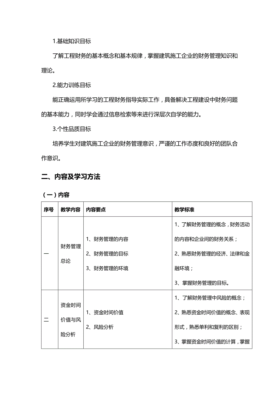 财务知识工程财务教学大纲_第3页