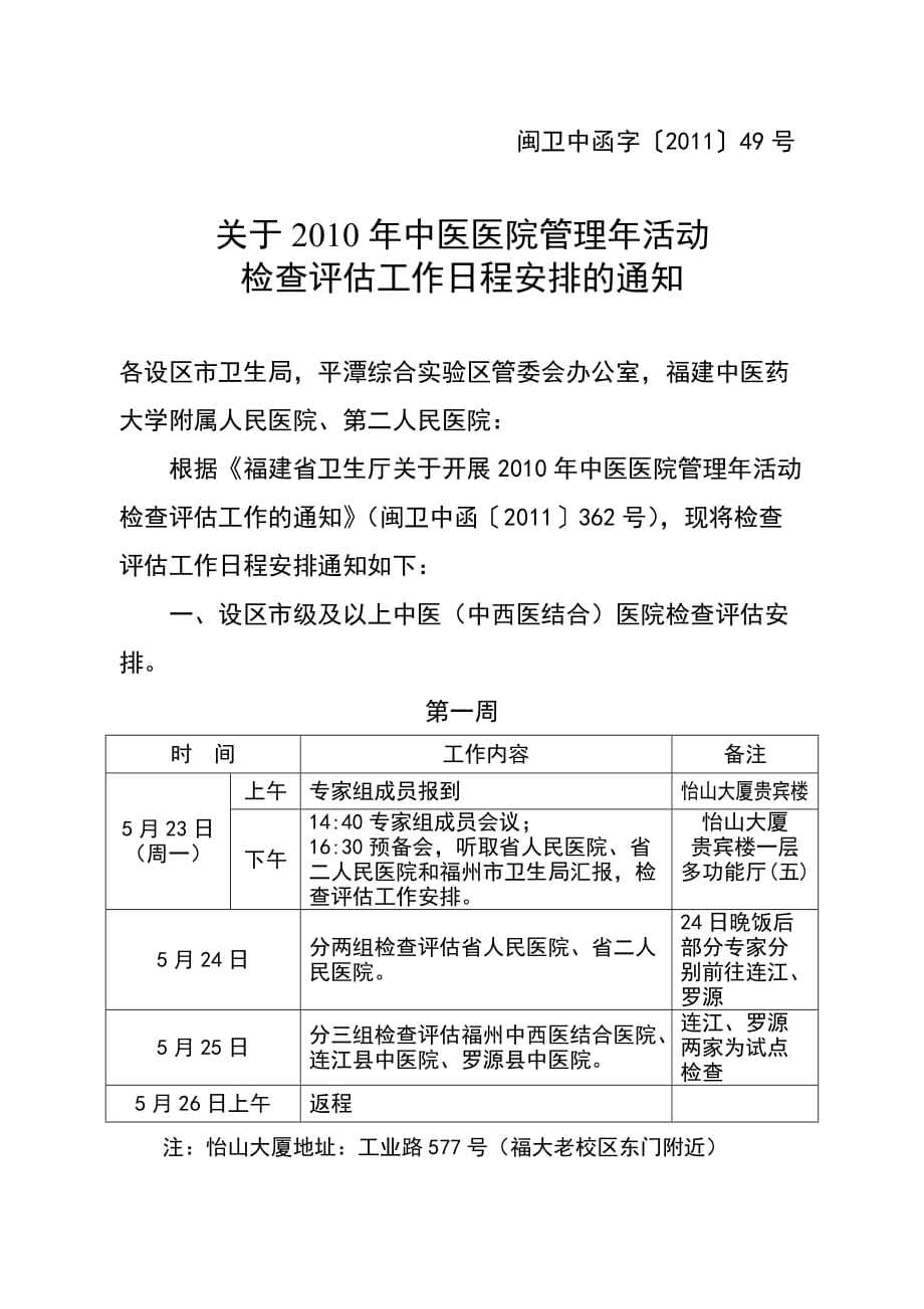 企业管理运营中医院管理活动检查评估工作安排_第1页