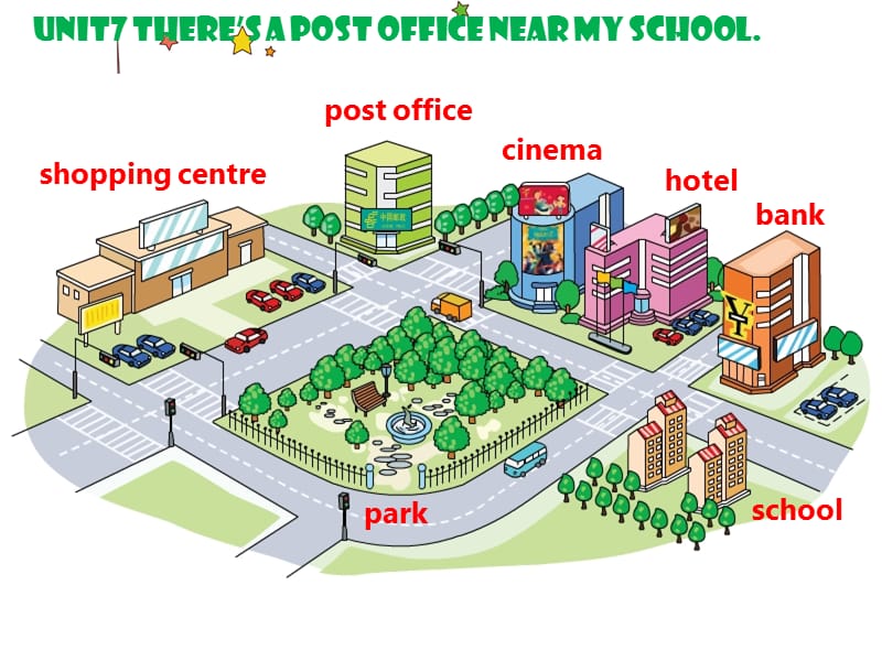 五年级下册英语课件Unit7There’sapostofficenearmyschoo湘少9_第4页