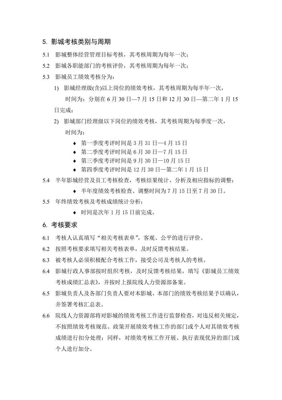 企业管理手册某知名电影院线公司影城绩效考核手册49_第5页