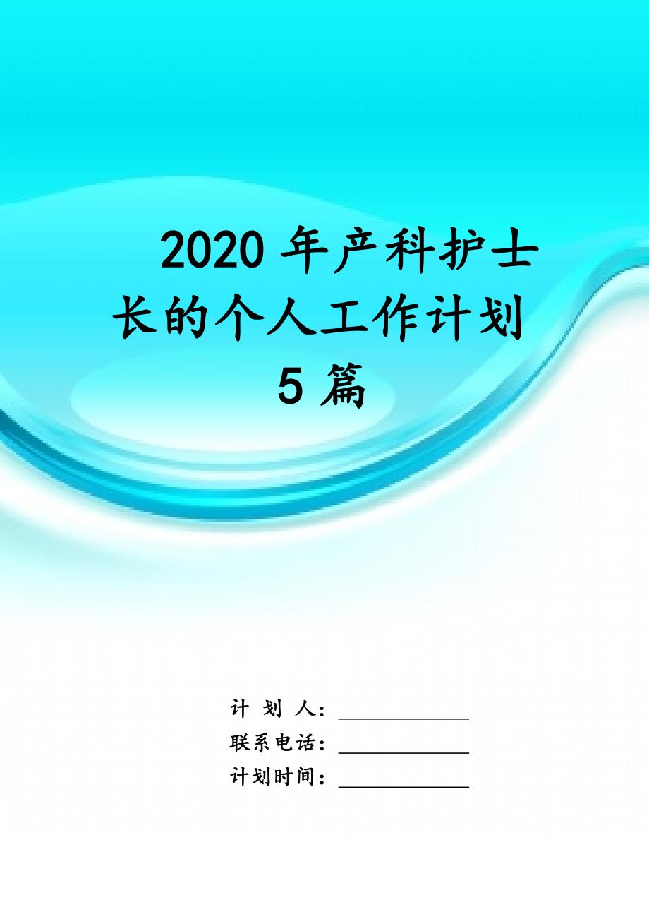 2020年产科护士长的个人工作 计划5篇_第1页