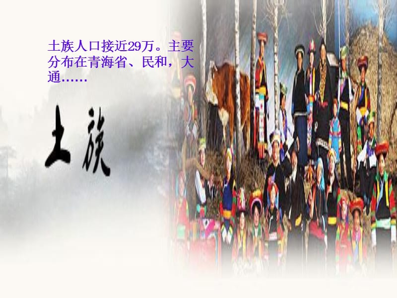 土族人口接近29万主要分布在青海省民和大通学习资料_第1页