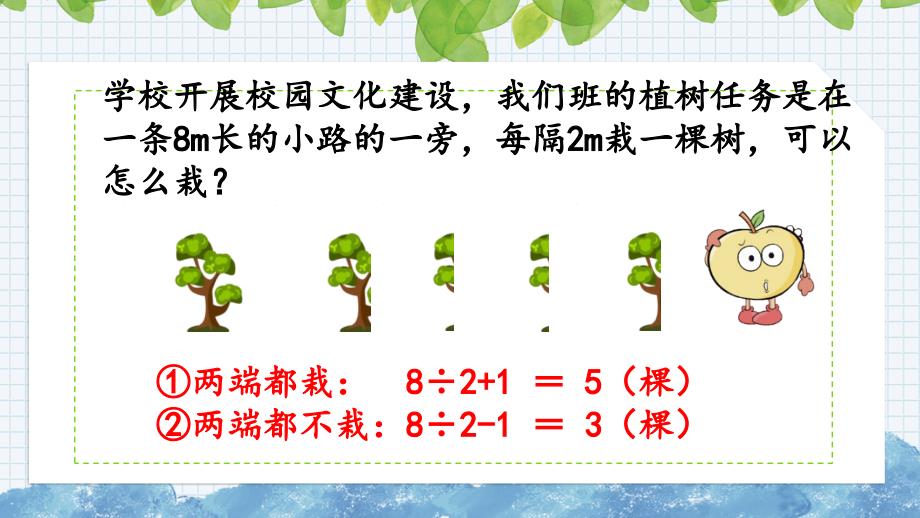 新人教版数学五年级上册《7.3 封闭曲线上植树的问题》课件_第2页