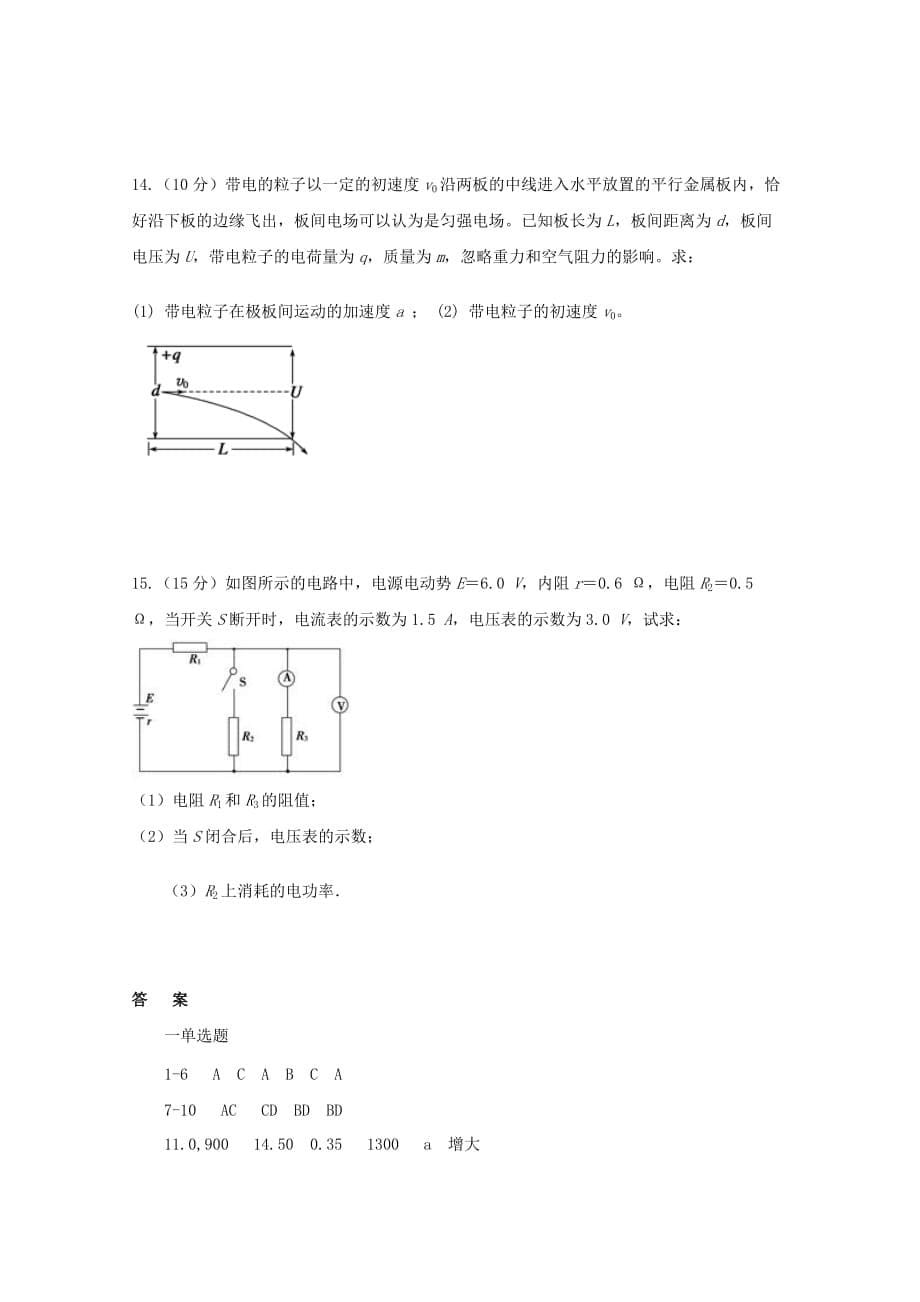 海南省海南枫叶国际学校2019-2020学年高二物理上学期期中试题【含答案】_第5页