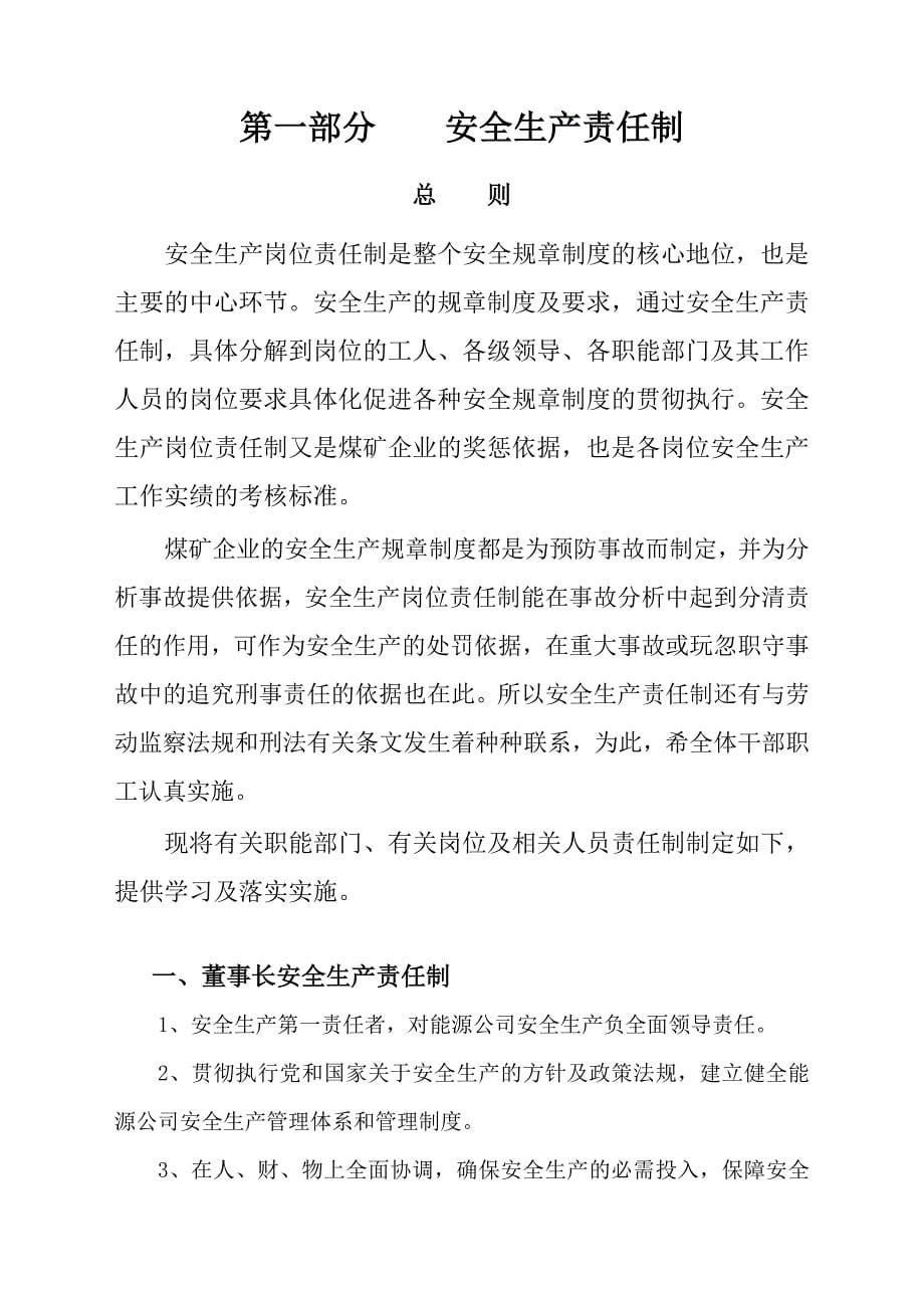 企业管理制度某能源有限责任公司岗位责任制和管理制度汇编_第5页