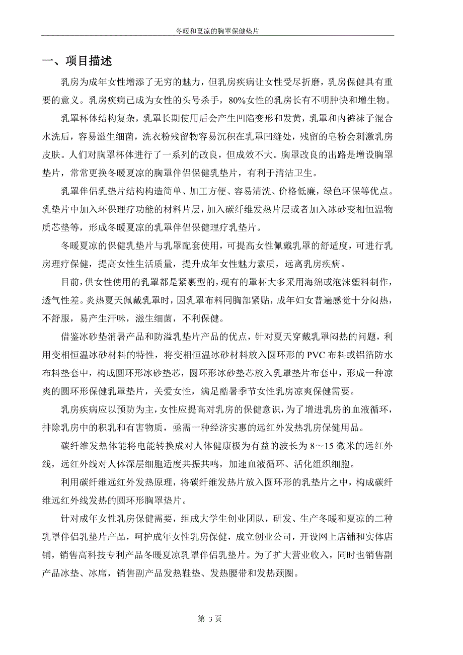 商业计划书碳纤维胸罩保健垫片创业计划书文摘_第4页