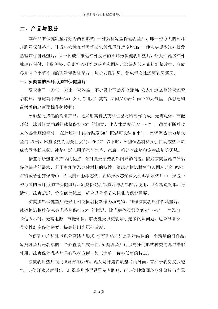 商业计划书碳纤维胸罩保健垫片创业计划书文摘_第5页