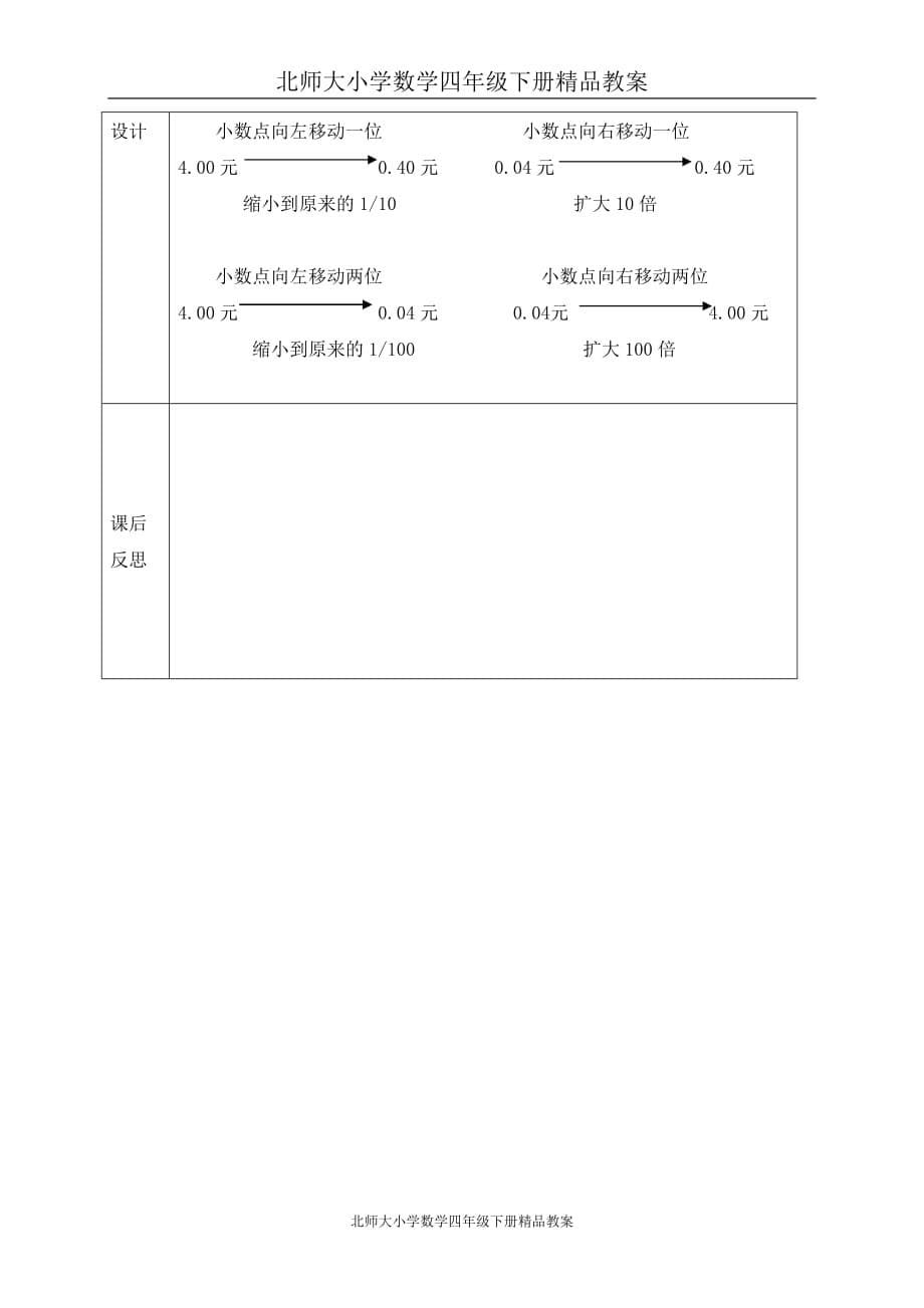 北师大小学数学四年级下册《3.2小数点搬家》精品教案 (1)_第5页