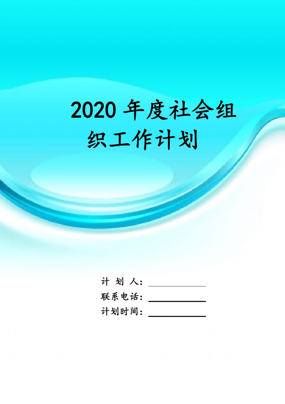 2020年度社会组织 工作计划_第1页