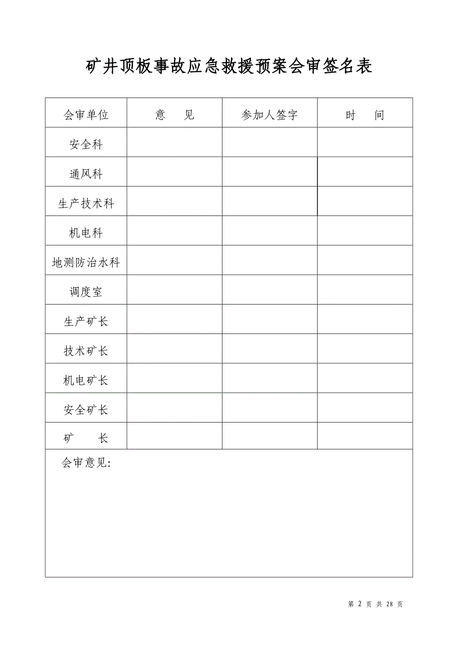 企业应急预案某某某年矿井顶板事故应急救援预案_第2页