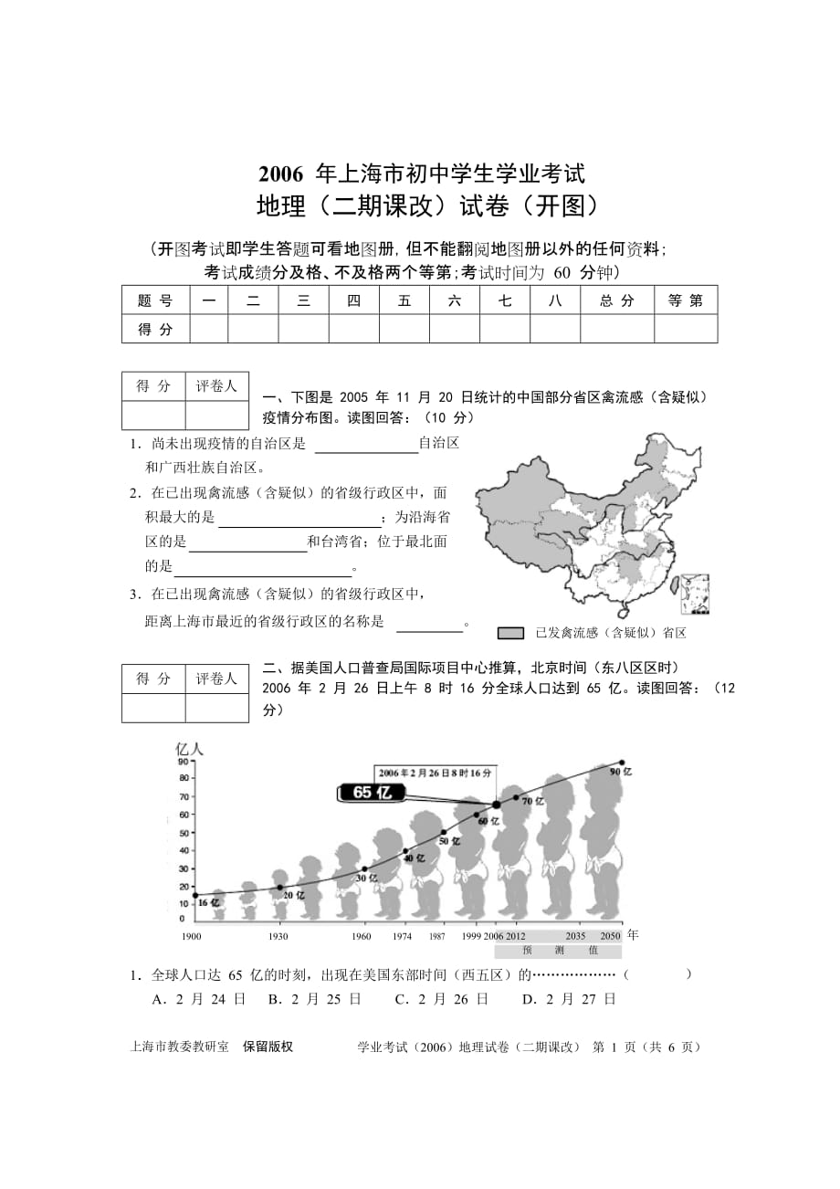 上海市初中学业考试_第1页
