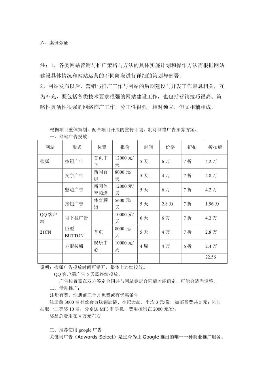 项目管理项目报告项目网络广告预算方案_第4页